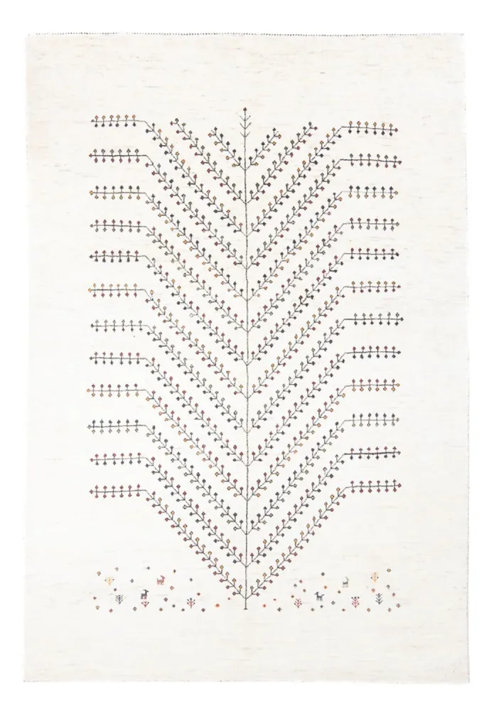 Gabbeh teppe - Loribaft persisk teppe - 233 x 166 cm - hvit
