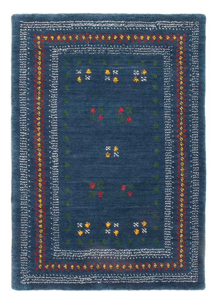 Gabbeh teppe - Loribaft Softy - 90 x 60 cm - blå