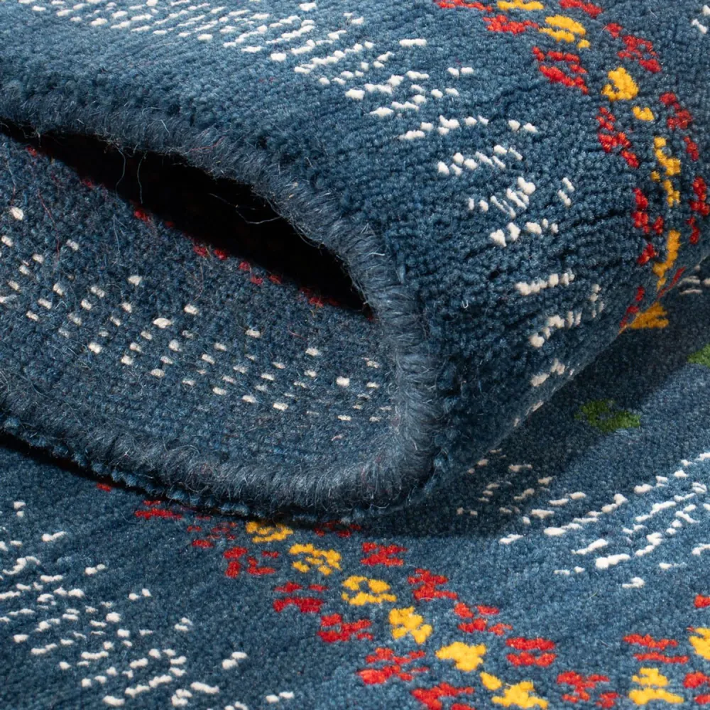 Gabbeh teppe - Loribaft Softy - 90 x 60 cm - blå