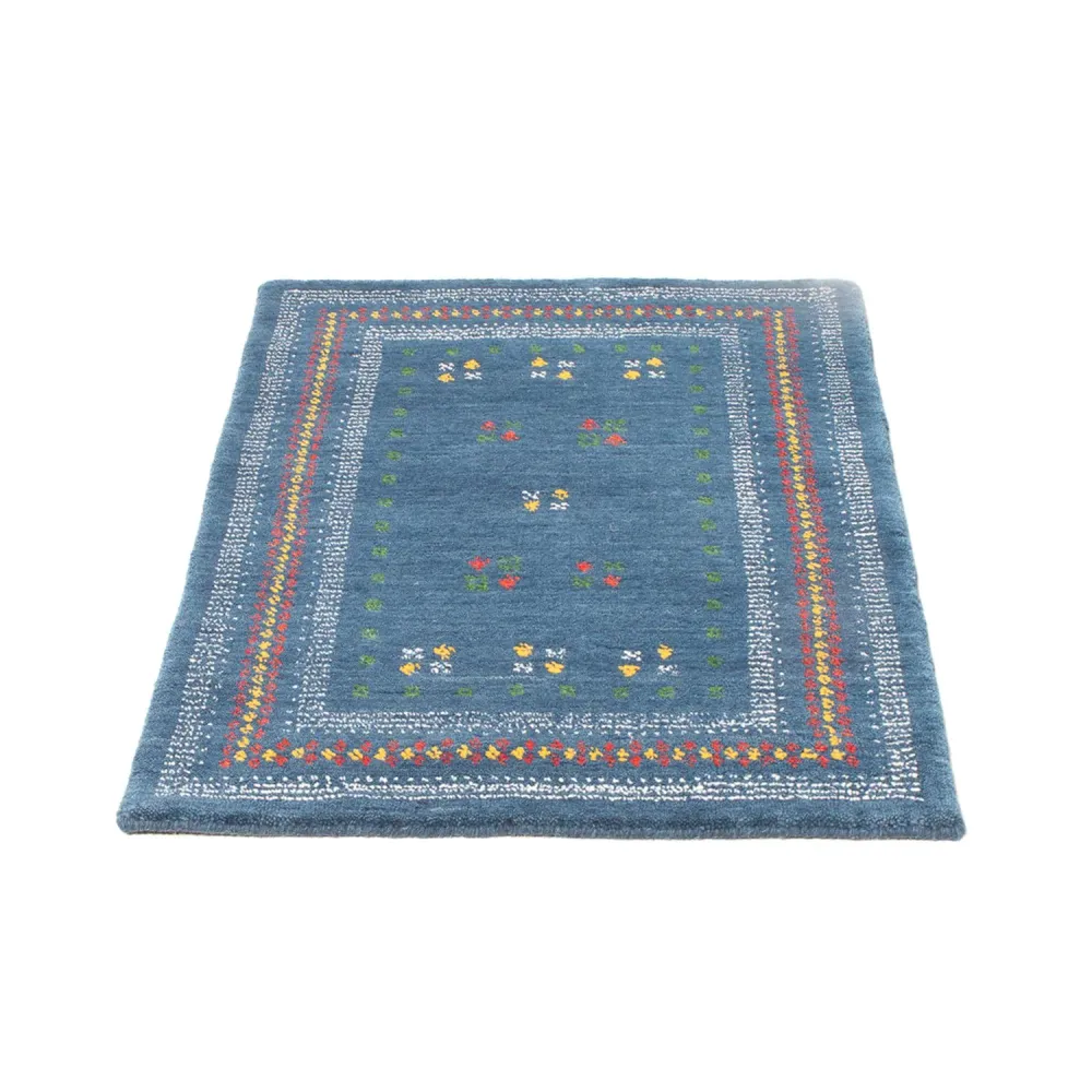 Gabbeh teppe - Loribaft Softy - 90 x 60 cm - blå