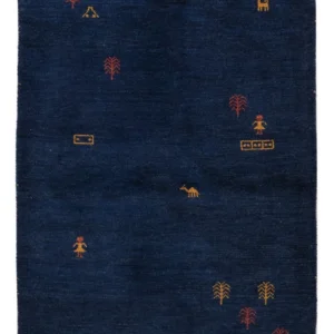 Gabbeh-teppe - persisk - 186 x 124 cm - mørkeblå