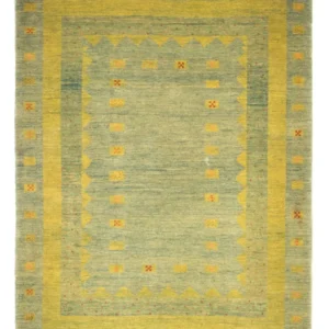 Gabbeh-teppe - persisk - 218 x 175 cm - lysegrønn
