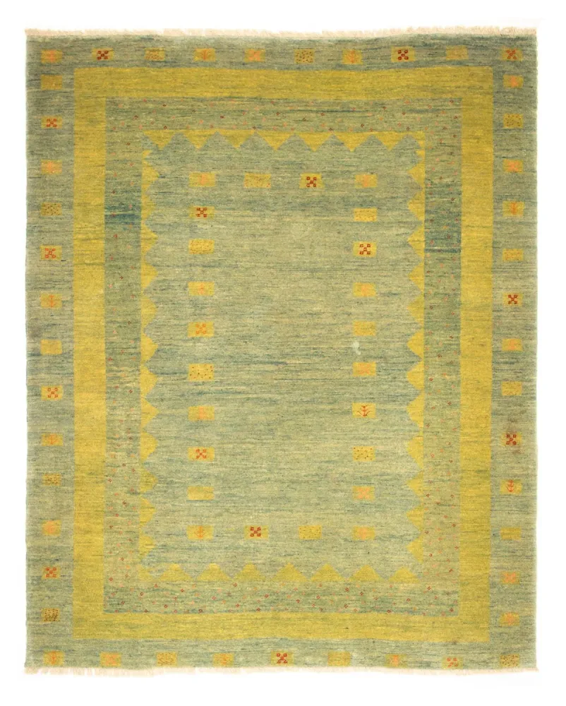Gabbeh-teppe - persisk - 218 x 175 cm - lysegrønn