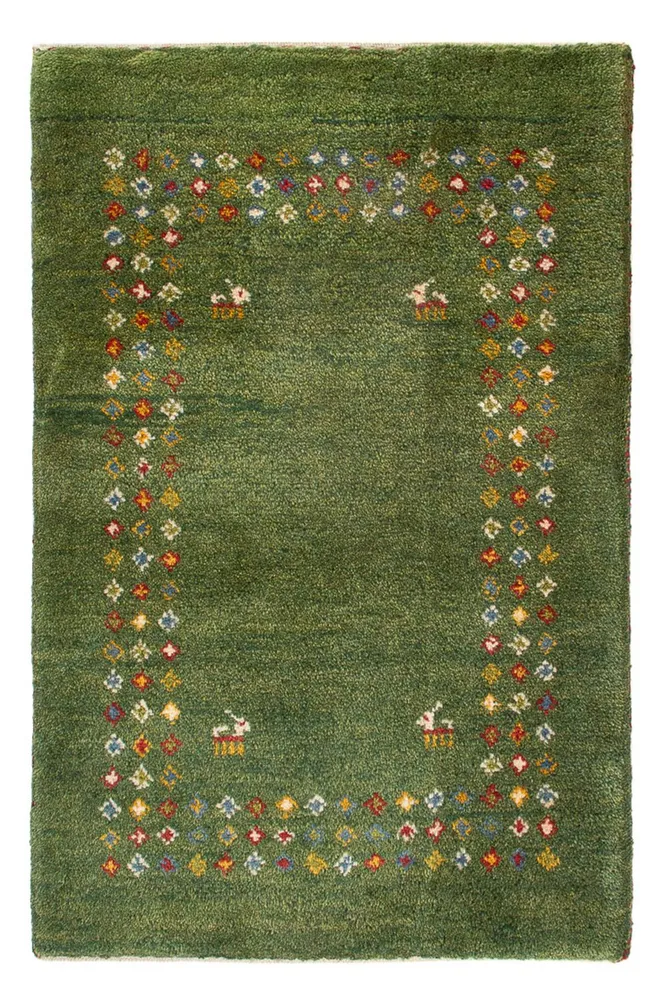 Gabbeh-teppe - persisk - 89 x 62 cm - sjøgrønn