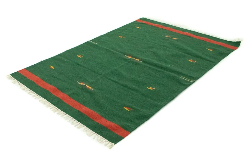 Kelim teppe - Trendy - 180 x 120 cm - mørkegrønn