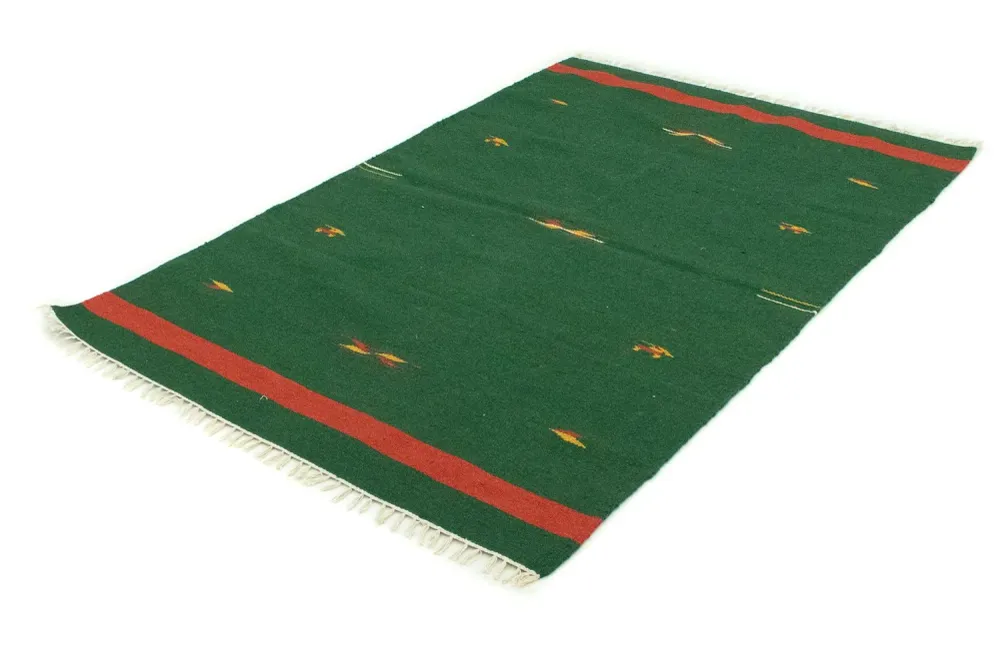 Kelim teppe - Trendy - 180 x 120 cm - mørkegrønn