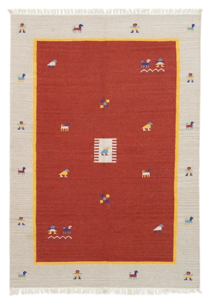 Kelim teppe - Trendy - 200 x 140 cm - rød