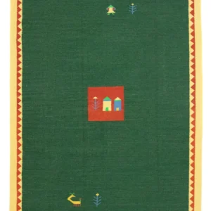 Kelim teppe - Trendy - 300 x 200 cm - mørkegrønn