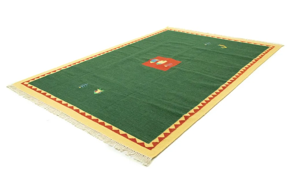 Kelim teppe - Trendy - 300 x 200 cm - mørkegrønn