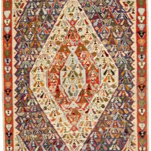 Kelimteppe - Gammelt - 153 x 119 cm - blå