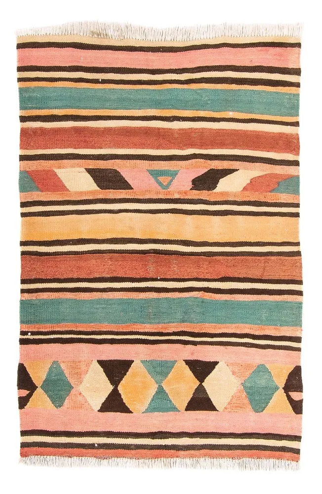 Kelimteppe - Gammelt - 160 x 120 cm - flerfarget
