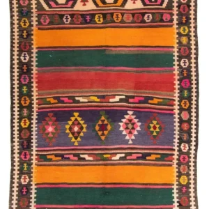 Kelimteppe - Gammelt - 190 x 130 cm - flerfarget
