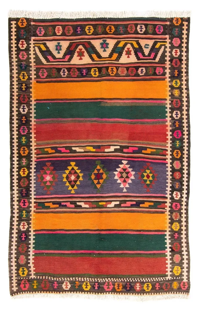 Kelimteppe - Gammelt - 190 x 130 cm - flerfarget