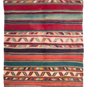 Kelimteppe - Gammelt - 204 x 184 cm - flerfarget