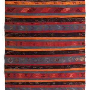 Kelimteppe - Gammelt - 205 x 160 cm - flerfarget