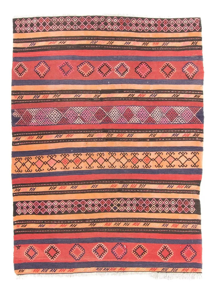 Kelimteppe - Gammelt - 210 x 150 cm - flerfarget