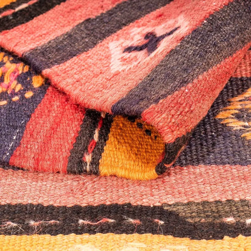 Kelimteppe - Gammelt - 210 x 150 cm - flerfarget