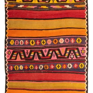 Kelimteppe - Gammelt - 220 x 135 cm - flerfarget