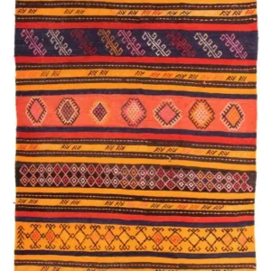 Kelimteppe - Gammelt - 220 x 150 cm - flerfarget