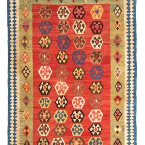 Kelimteppe - Gammelt - 230 x 150 cm - flerfarget