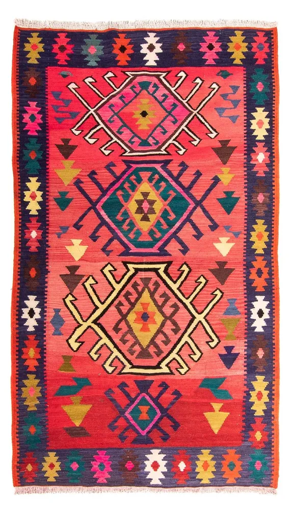 Kelimteppe - Gammelt - 250 x 150 cm - flerfarget