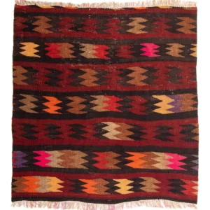 Kelimteppe - Gammelt - 90 x 85 cm - flerfarget