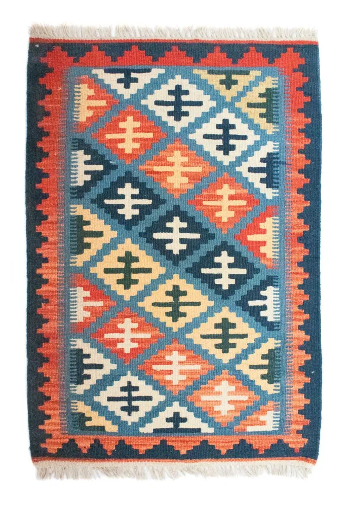Kelimteppe - Orientalsk - 92 x 65 cm - blå