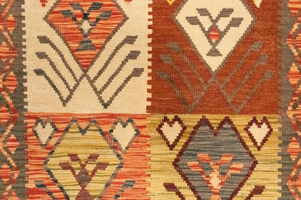 Kelimteppe - Orientalsk - 123 x 83 cm - oransje