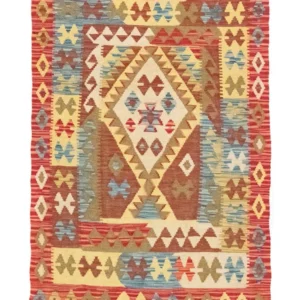 Kelimteppe - Orientalsk - 141 x 97 cm - oransje