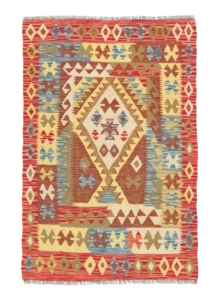 Kelimteppe - Orientalsk - 141 x 97 cm - oransje