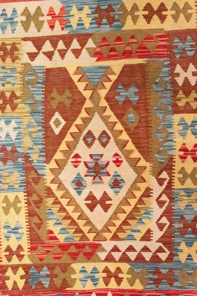 Kelimteppe - Orientalsk - 141 x 97 cm - oransje