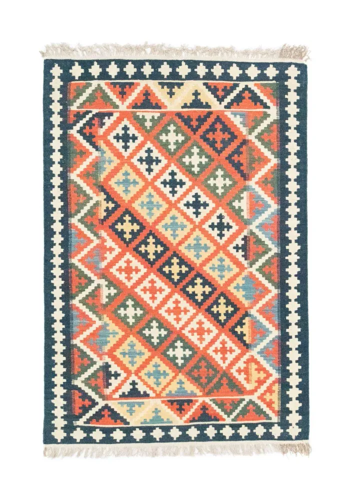 Kelimteppe - Orientalsk - 144 x 110 cm - oransje