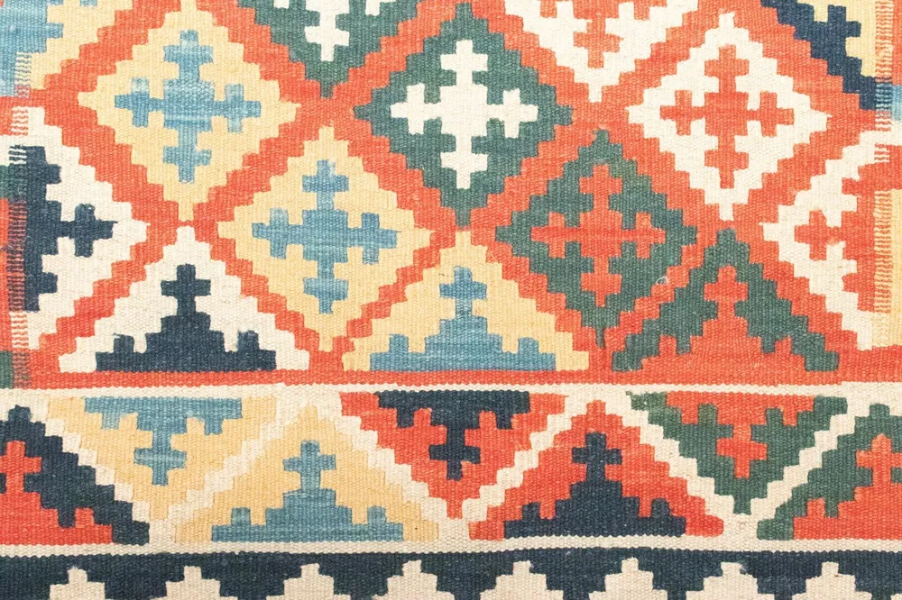 Kelimteppe - Orientalsk - 144 x 110 cm - oransje