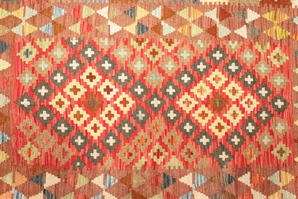 Kelimteppe - Orientalsk - 145 x 101 cm - oransje