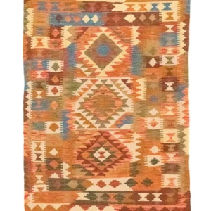 Kelimteppe - Orientalsk - 146 x 100 cm - oransje