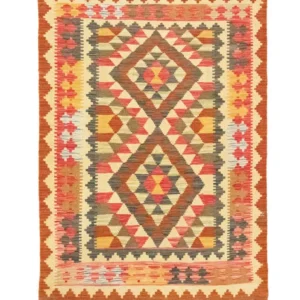 Kelimteppe - Orientalsk - 146 x 99 cm - oransje