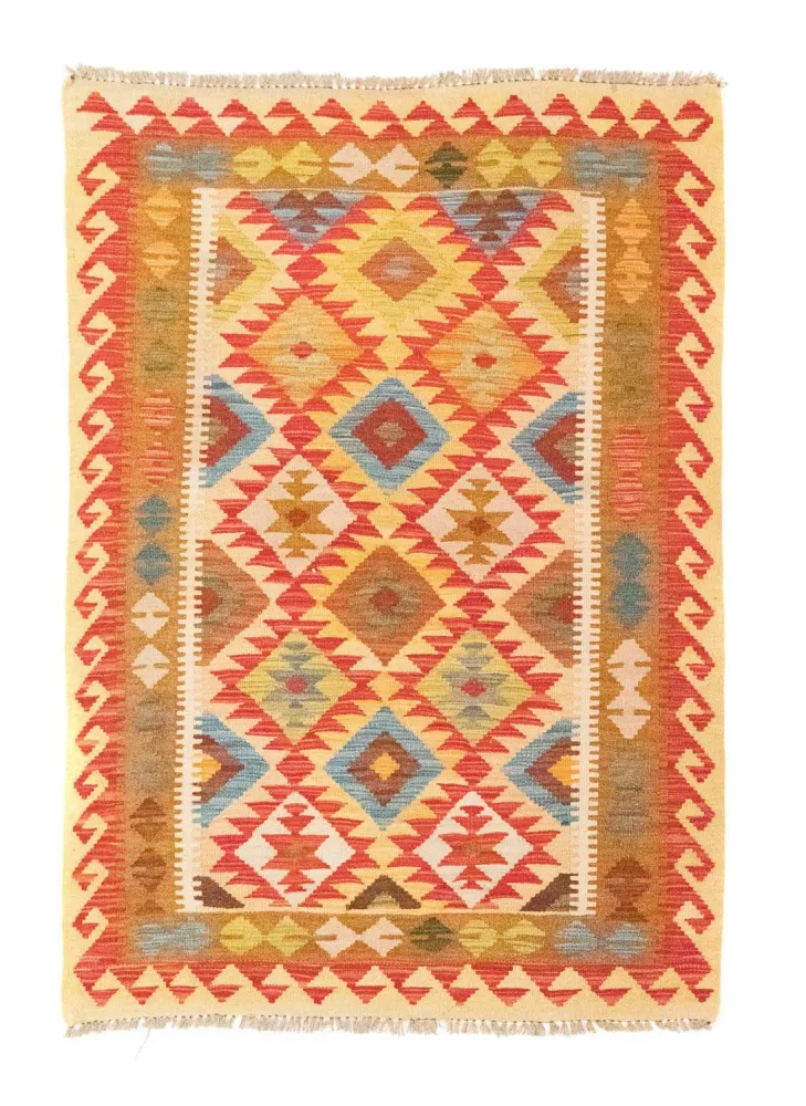 Kelimteppe - Orientalsk - 147 x 105 cm - oransje