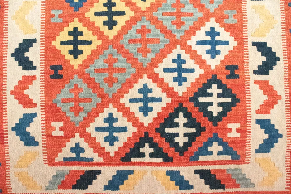 Kelimteppe - Orientalsk - 152 x 99 cm - oransje