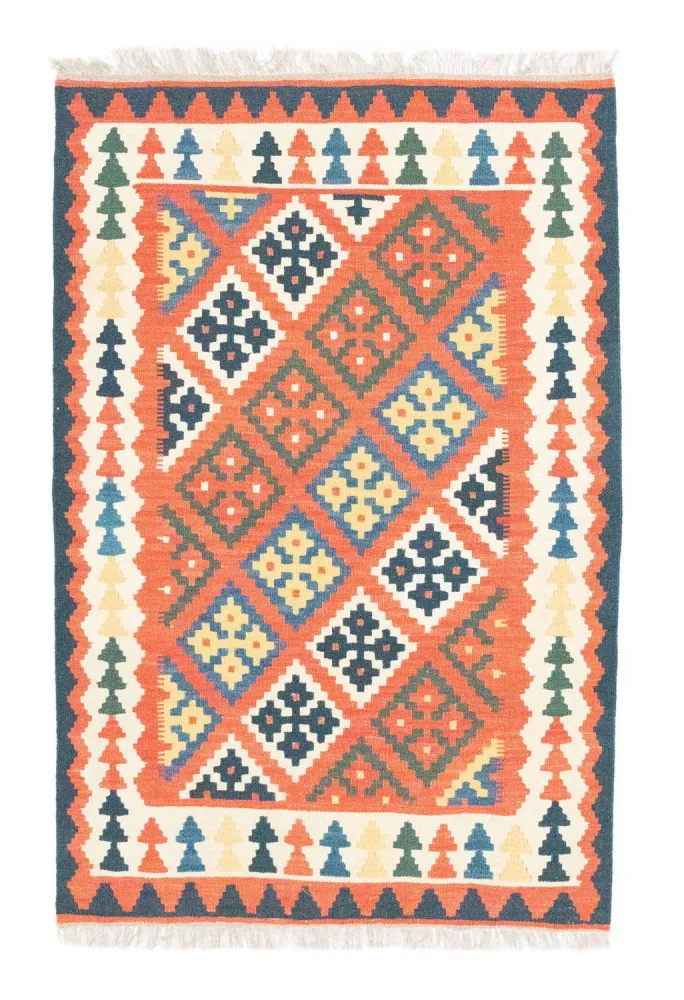 Kelimteppe - Orientalsk - 154 x 101 cm - oransje