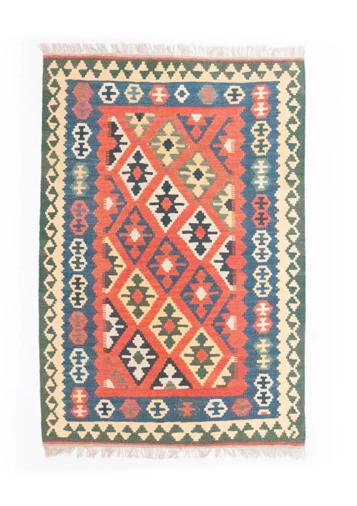 Kelimteppe - Orientalsk - 158 x 105 cm - oransje