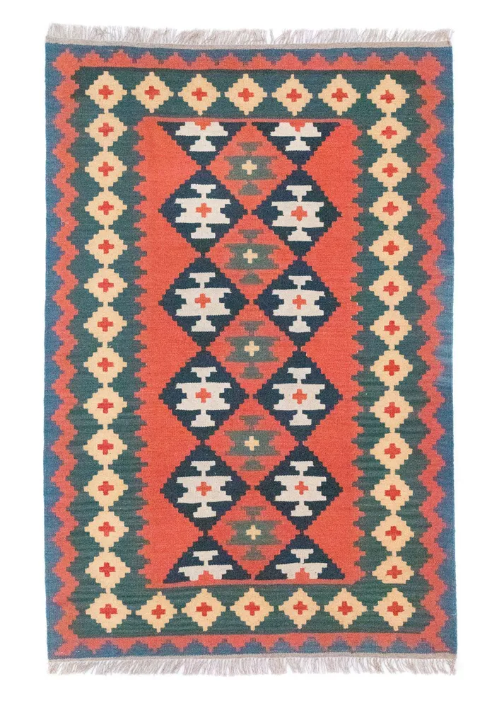 Kelimteppe - Orientalsk - 184 x 120 cm - oransje
