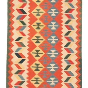 Kelimteppe - Orientalsk - 184 x 120 cm - oransje