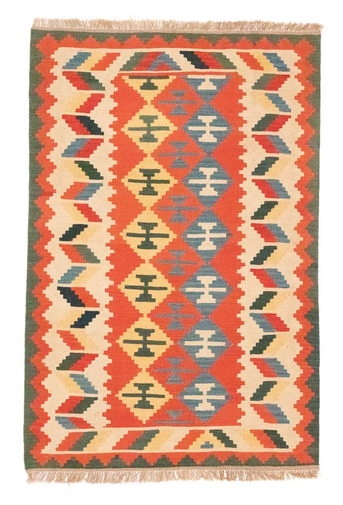 Kelimteppe - Orientalsk - 184 x 120 cm - oransje