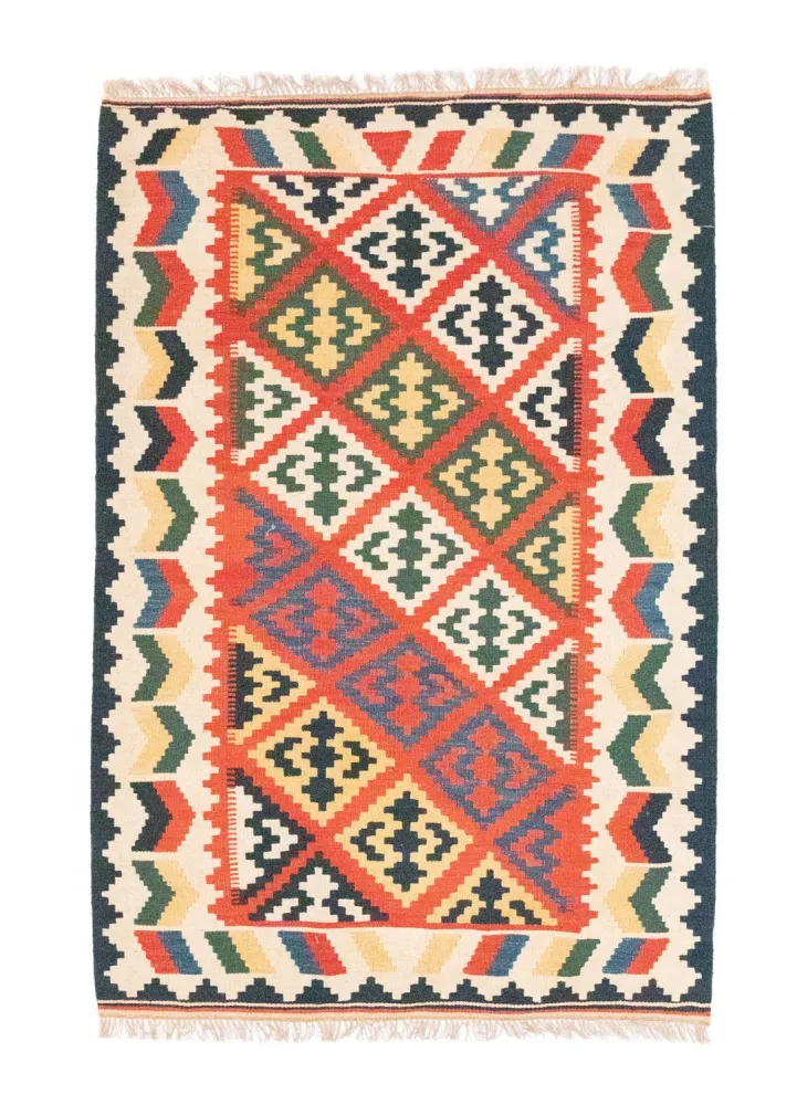 Kelimteppe - Orientalsk - 185 x 125 cm - oransje