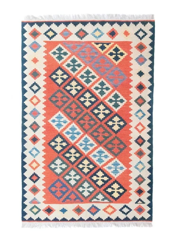 Kelimteppe - Orientalsk - 186 x 120 cm - oransje