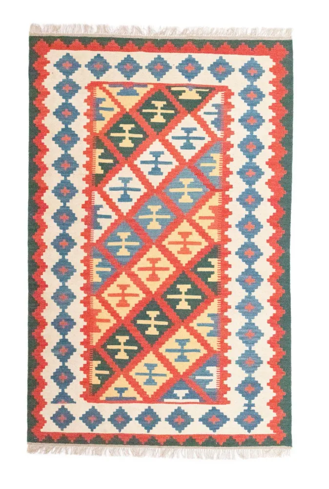 Kelimteppe - Orientalsk - 190 x 120 cm - oransje
