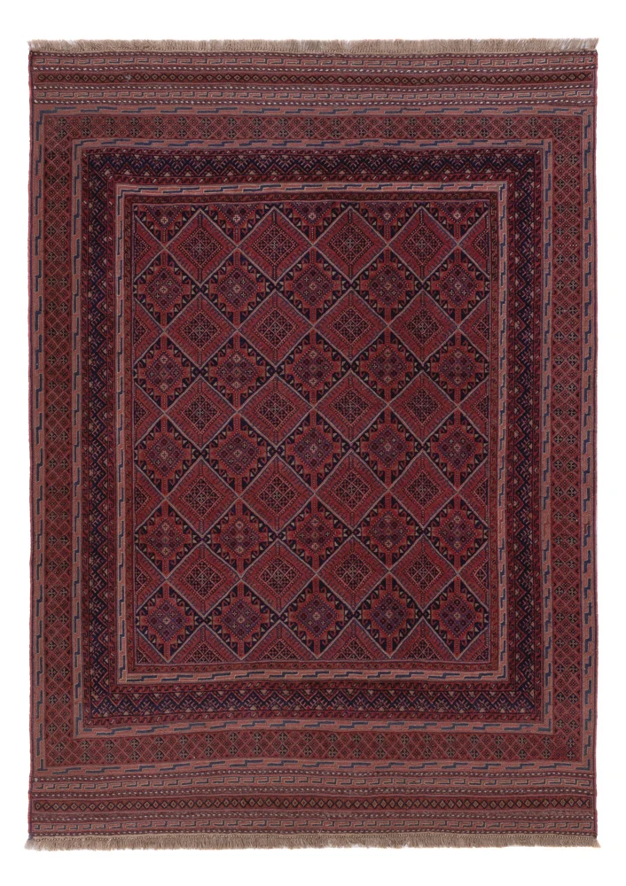 Kelimteppe - Orientalsk - 193 x 140 cm - mørk rød