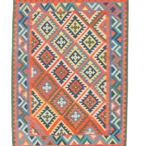 Kelimteppe - Orientalsk - 196 x 150 cm - oransje