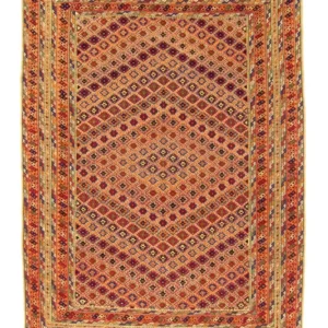 Kelimteppe - Orientalsk - 196 x 154 cm - oransje