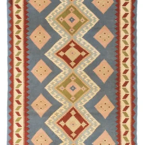 Kelimteppe - Orientalsk - 200 x 130 cm - lyseblå